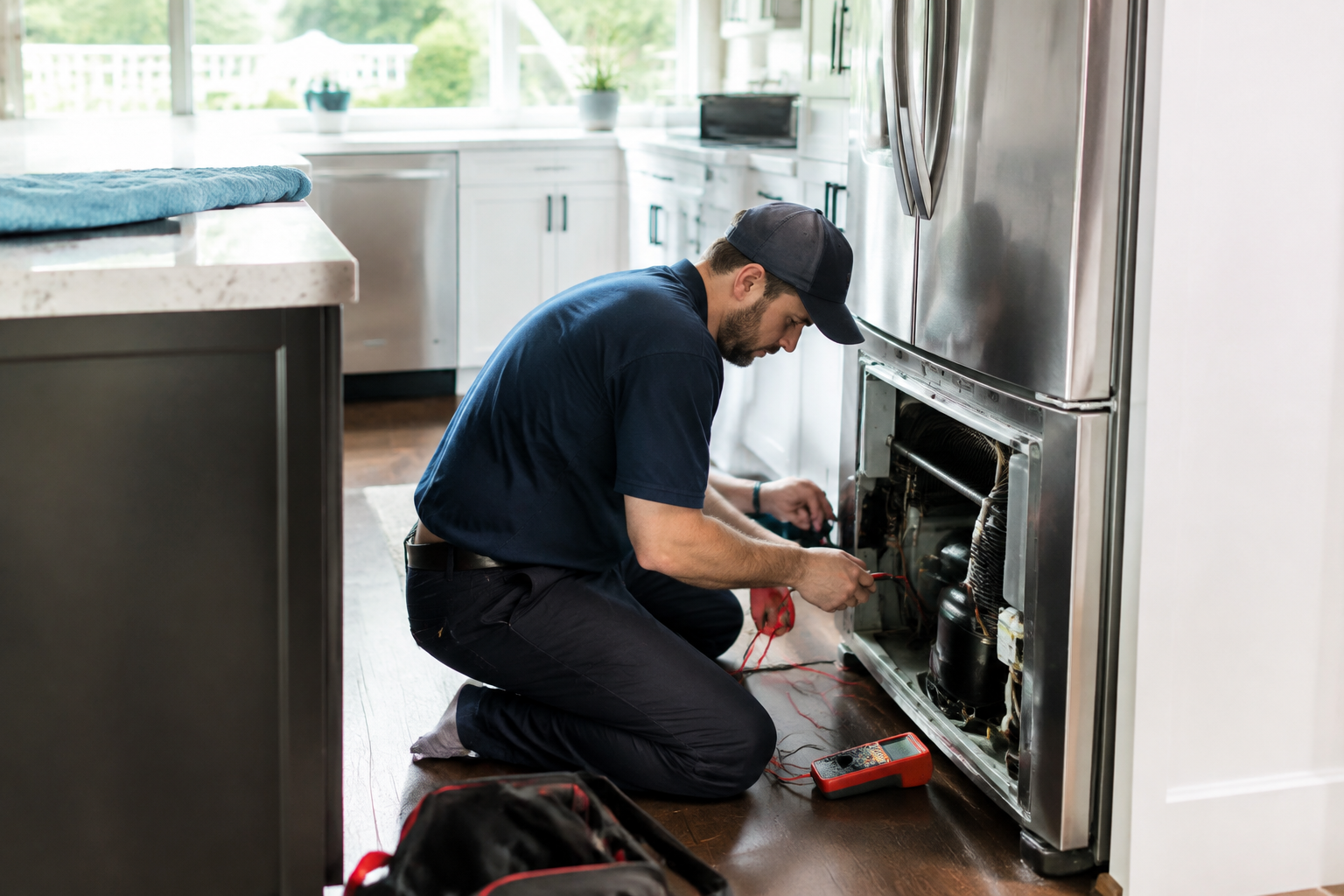 refrigerator repair — Atech Repair Service technician in the greater Charlotte area